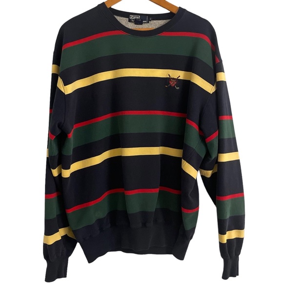 Polo Ralph Lauren Other - Polo Navy Colorful Striped Bear Crewneck Sweatshirt